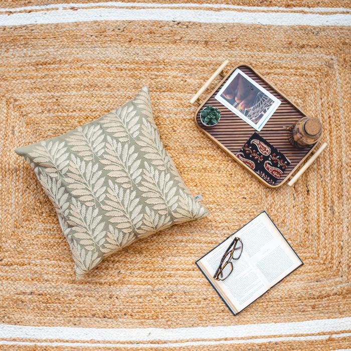 Square Cushion Cover (Single) - Natural Leaves