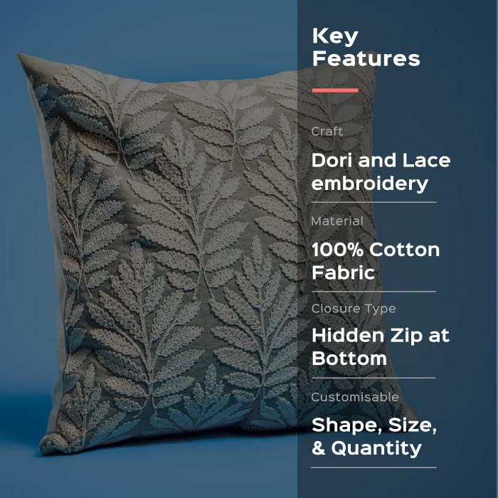 Square Cushion Cover (Single) - Natural Leaves