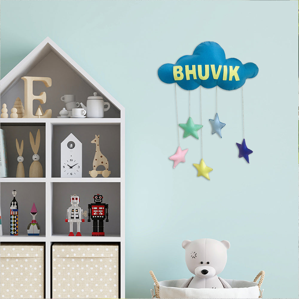 Handmade Personalized Felt Kids Name Hanging Cloud - Hanging Name Personalization Display
