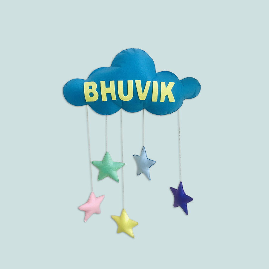 Handmade Personalized Felt Kids Name Hanging Cloud - Name Personalization Example