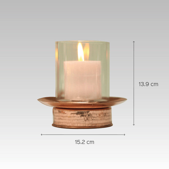 Copper Hurricane Tealight Holder