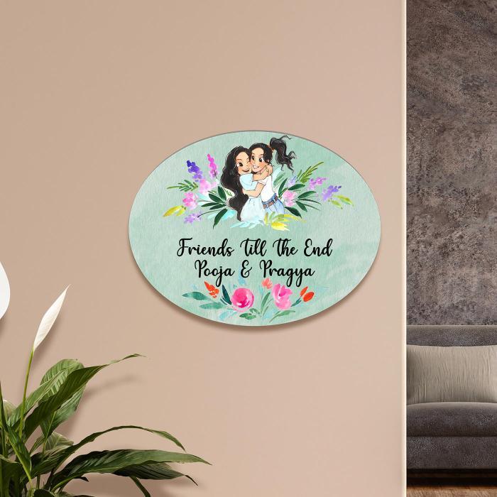 Handpainted Character Name Plate Best Friends - Mounted on Wall with Personalization
