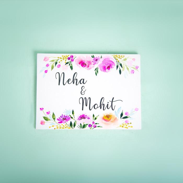 Rectangle Hand Painted Name Plate 8 - Flat Lay Front View Showing Personalization