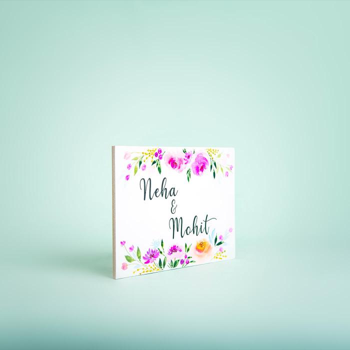 Rectangle Hand Painted Name Plate 8 - Angled Front View with Personalization