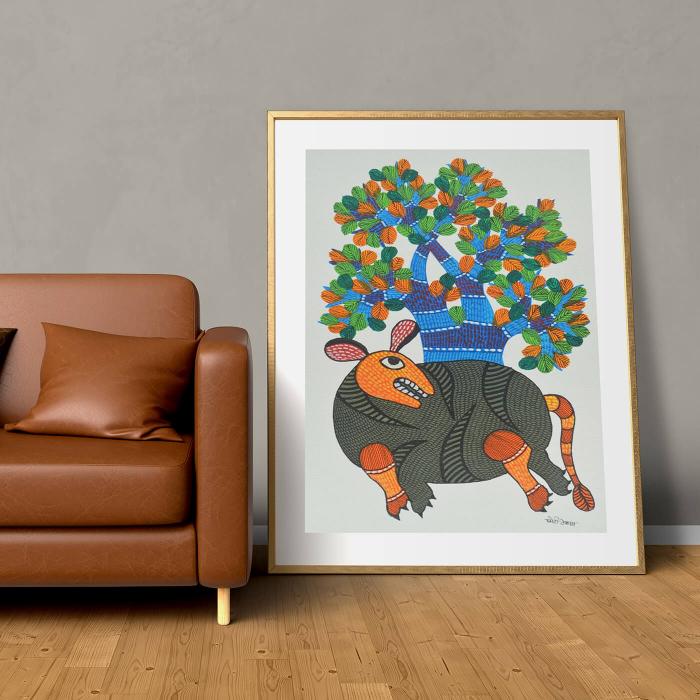 Mooshak - 2x3 ft Gond Painting 71