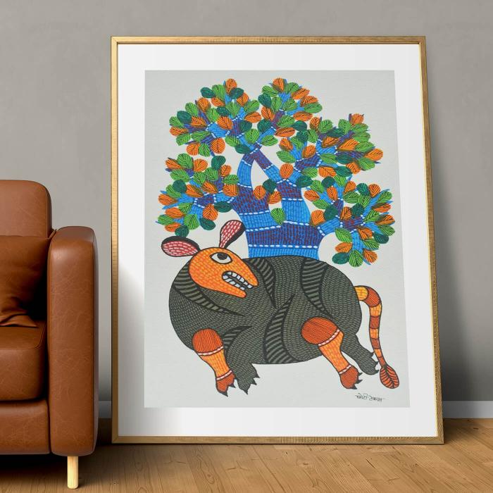 Mooshak - 2x3 ft Gond Painting 71