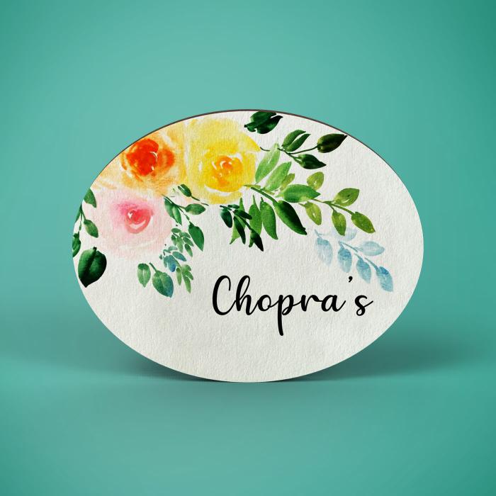 Oval Hand Painted Name Plate 28 - Front View with Name Personalization