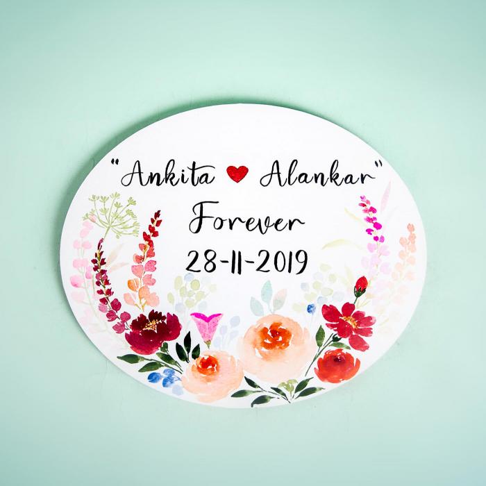 Oval Hand Painted Name Plate 29 - Name Personalization Example Front View