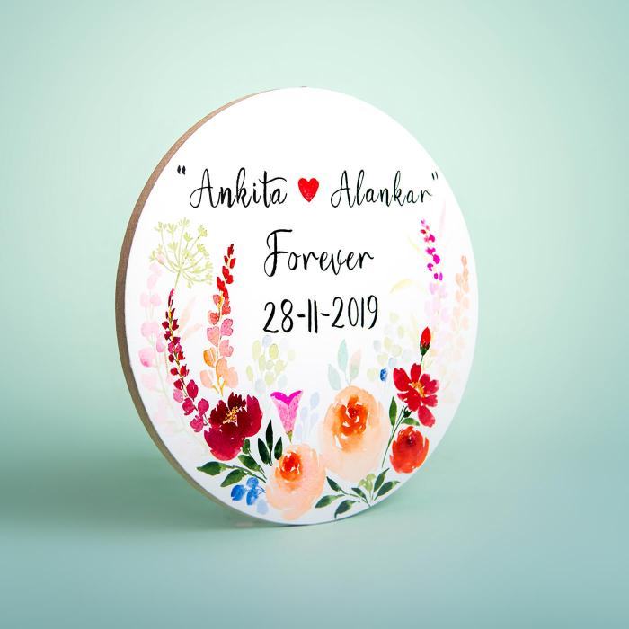 Oval Hand Painted Name Plate 29 - Angled Front View with Personalization