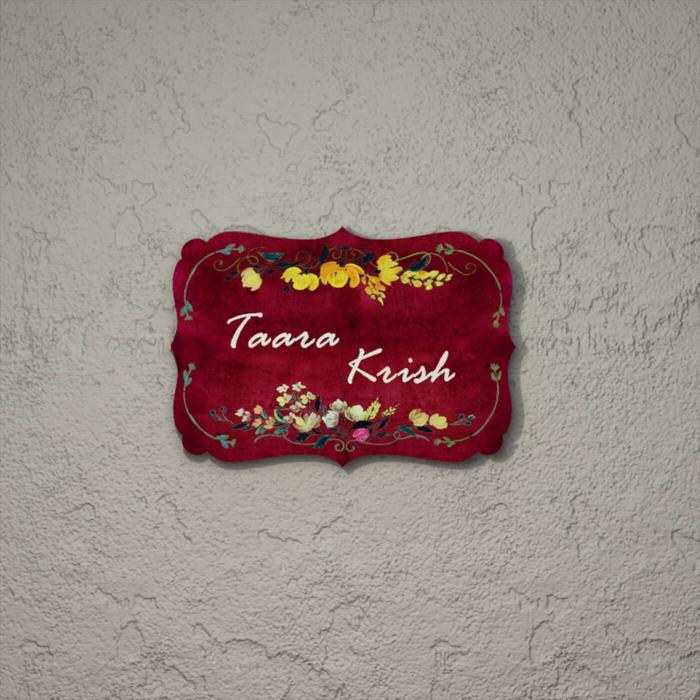 Victorian Rectangle Hand Painted Name Plate - Mounted on Textured Wall