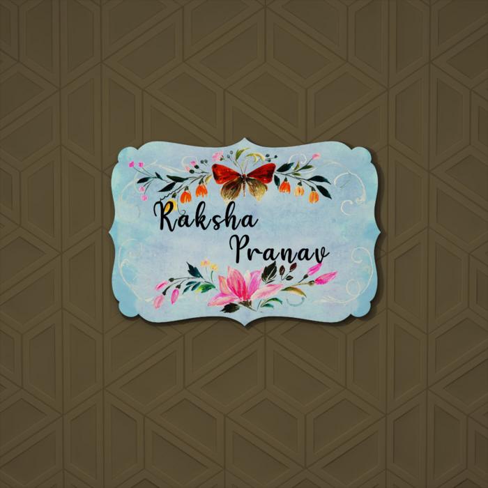 Victorian Rectangle Hand Painted Name Plate 1 - Front View with Name Personalization