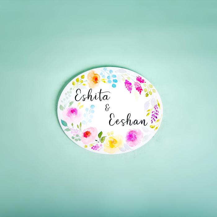 Oval Hand Painted Name Plate 30 - Name Personalization Example Front View
