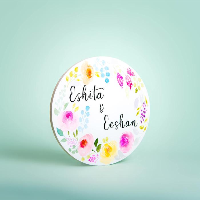 Oval Hand Painted Name Plate 30 - Front View on Light Background