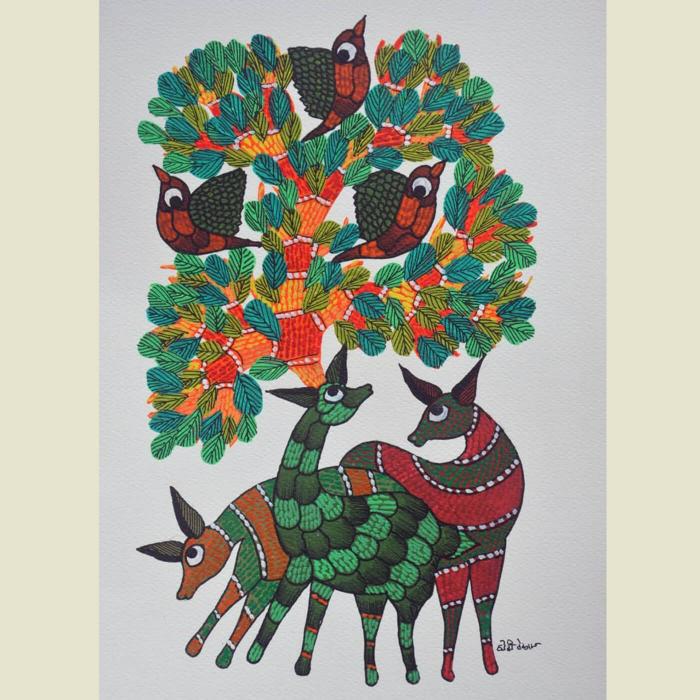 Mrag - 2.5x3 ft Gond Painting 77