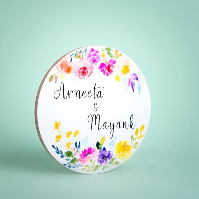 Oval Hand Painted Name Plate 5 - Front View with Personalized Names