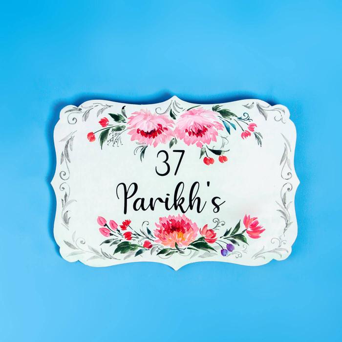 Victorian Rectangle Hand Painted Name Plate 4 - Front View with Personalized Text