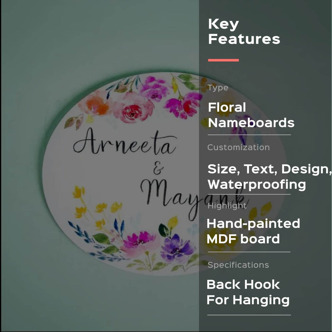Oval Hand Painted Name Plate 5 - Mounted on Wall with Back Hook