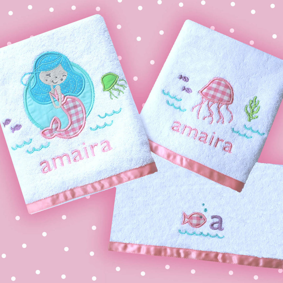Small Bath Towels Set For Kids - Magical Mermaid