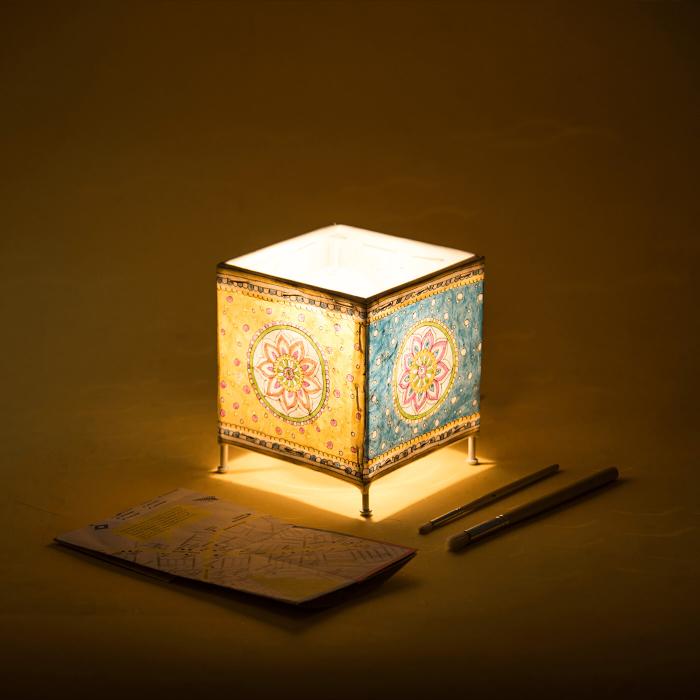 Ocean Flower Hand Painted Tholu Bommalata Mini Tealight Lamp | 6 inches