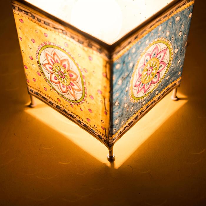 Ocean Flower Hand Painted Tholu Bommalata Mini Tealight Lamp | 6 inches