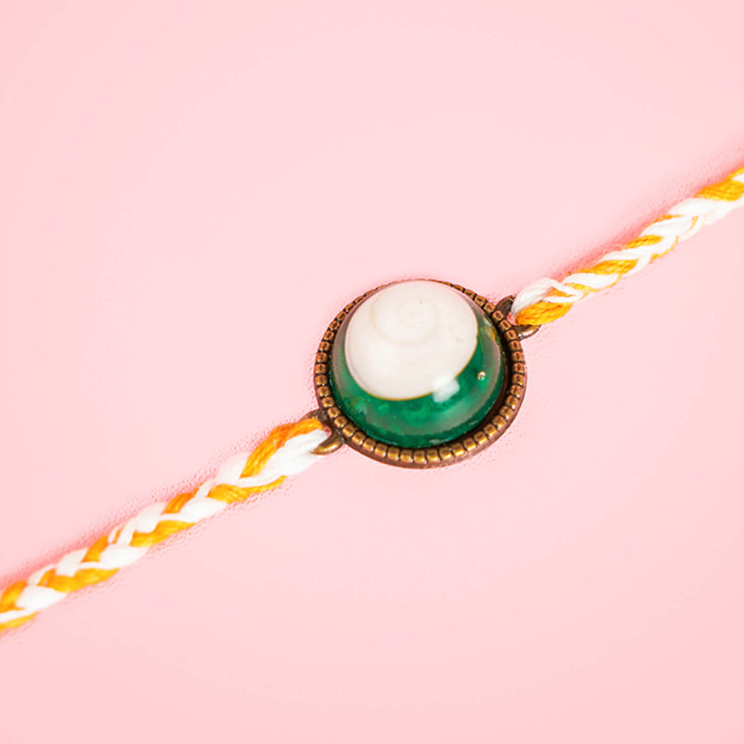 Handcrafted Bio Resin Shell Rakhi
