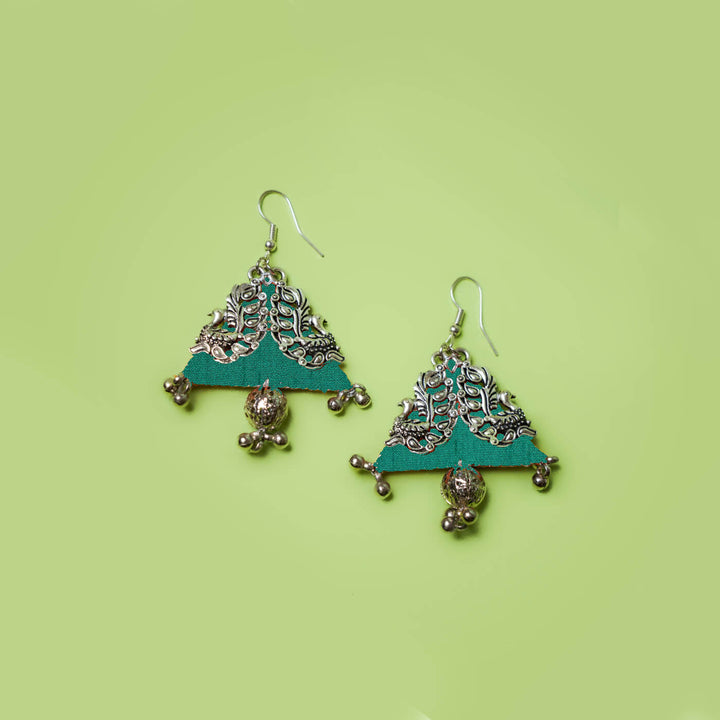 Peacock Motif Fabric Earrings