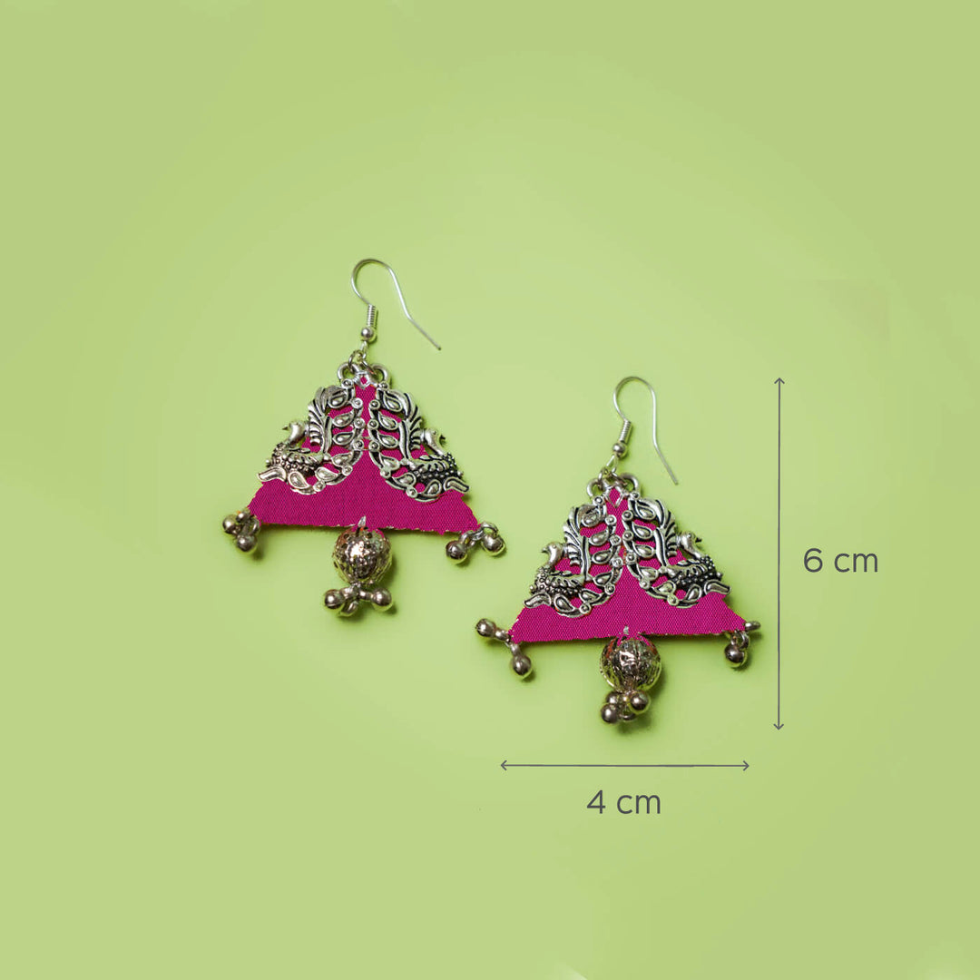 Peacock Motif Fabric Earrings
