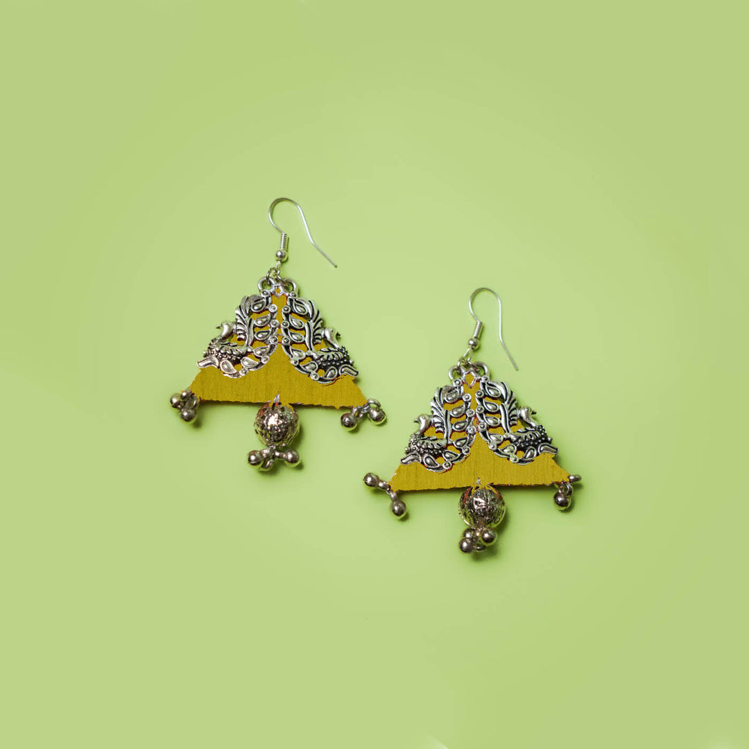 Peacock Motif Fabric Earrings