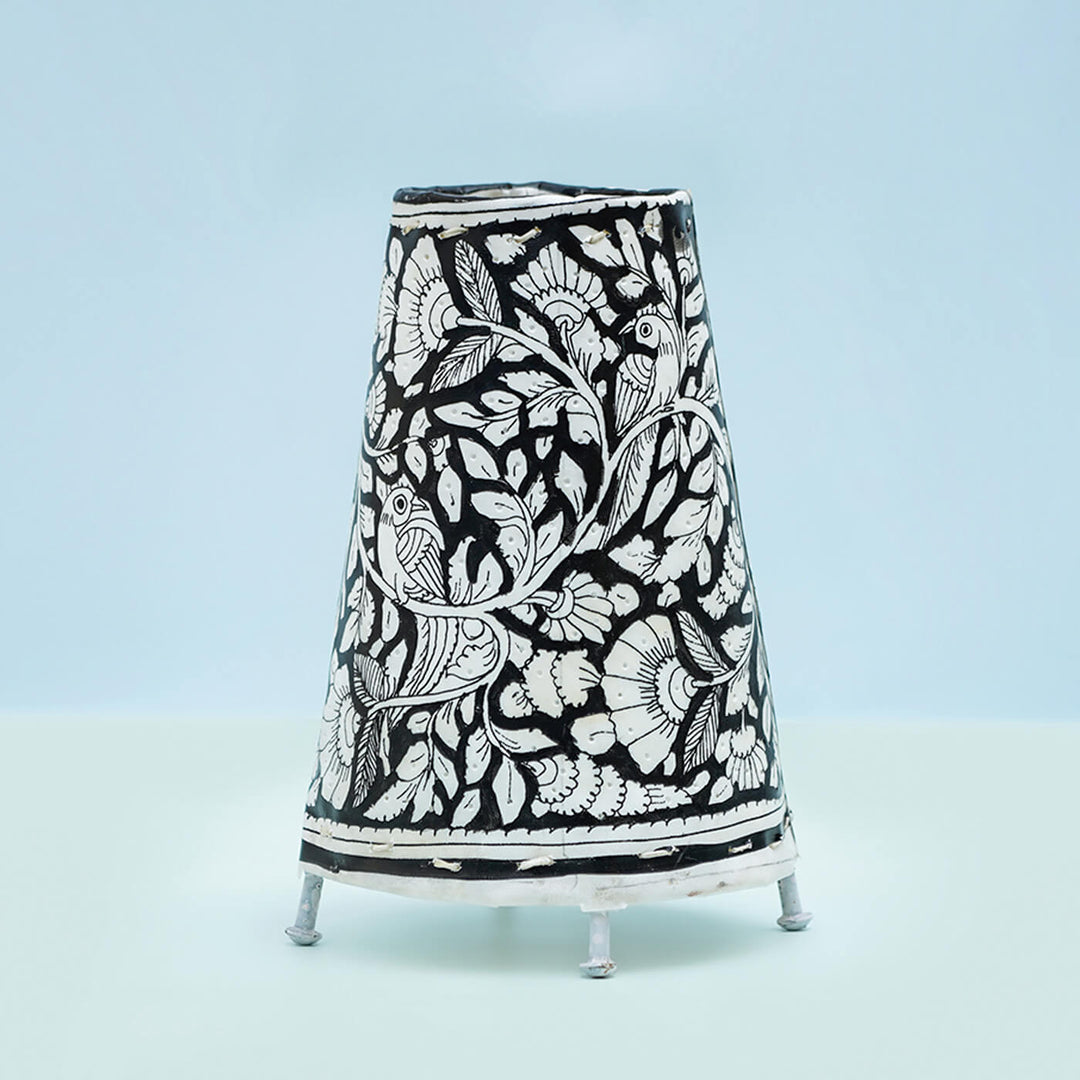 9 inch | Vibrant Peacock Hand Painted Tholu Bommalata Small Tabletop Lamp