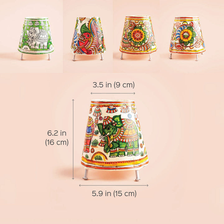 6 inch | Elephant Hand Painted Tholu Bommalata Mini Lamp