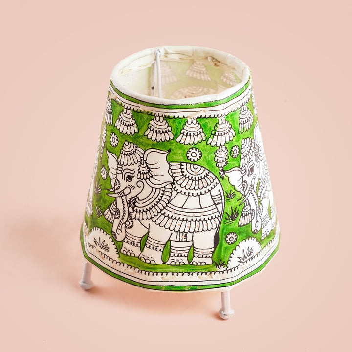 6 inch | Elephant Hand Painted Tholu Bommalata Mini Lamp