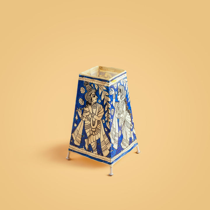 9 inch | Krishna Hand Painted Tholu Bommalata Medium Tabletop Lamp