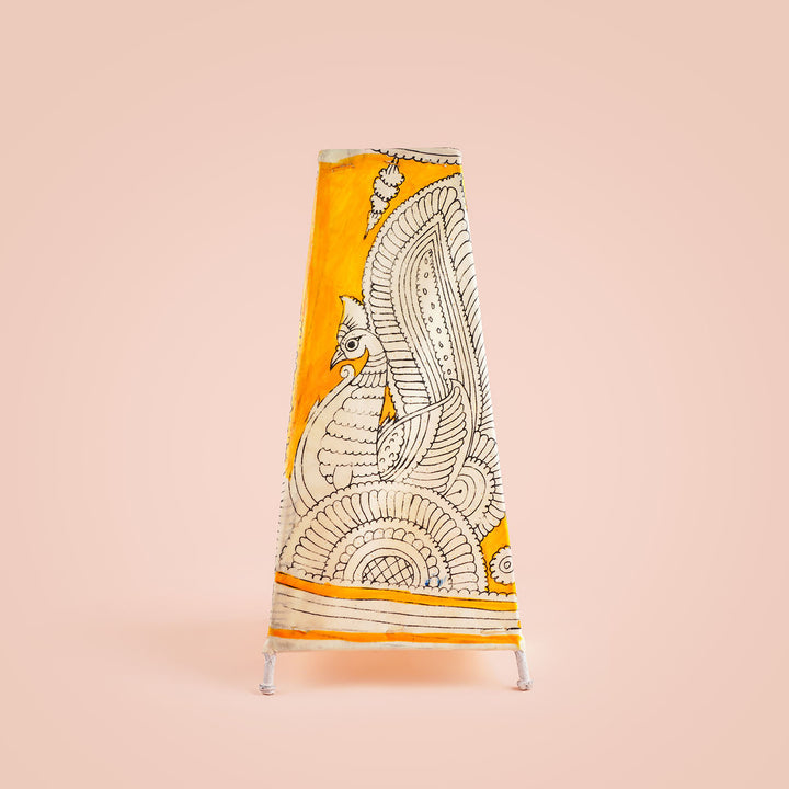 13 inch | Peacock Hand Painted Tholu Bommalata Tall Tabletop Lamp