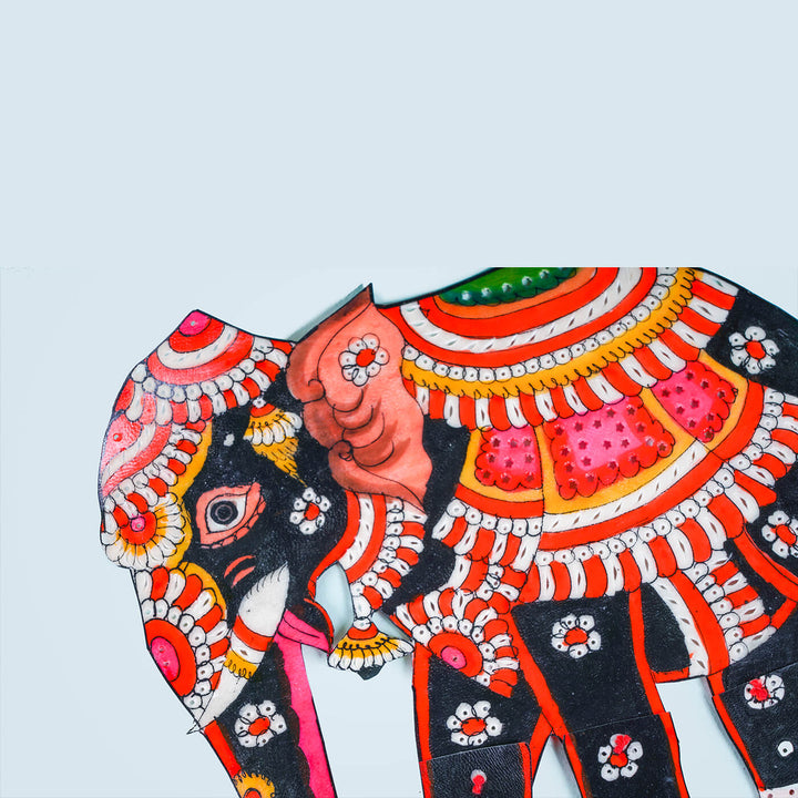 Leather Puppet - Black Elephant