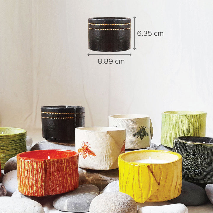 Handmade Yellow Soy Wax Paper Mache Candle For Christmas Decoration