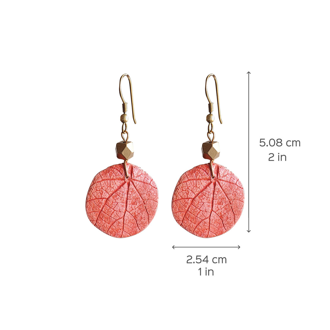 Paper Mache Round Red Wild Leaf Dangler