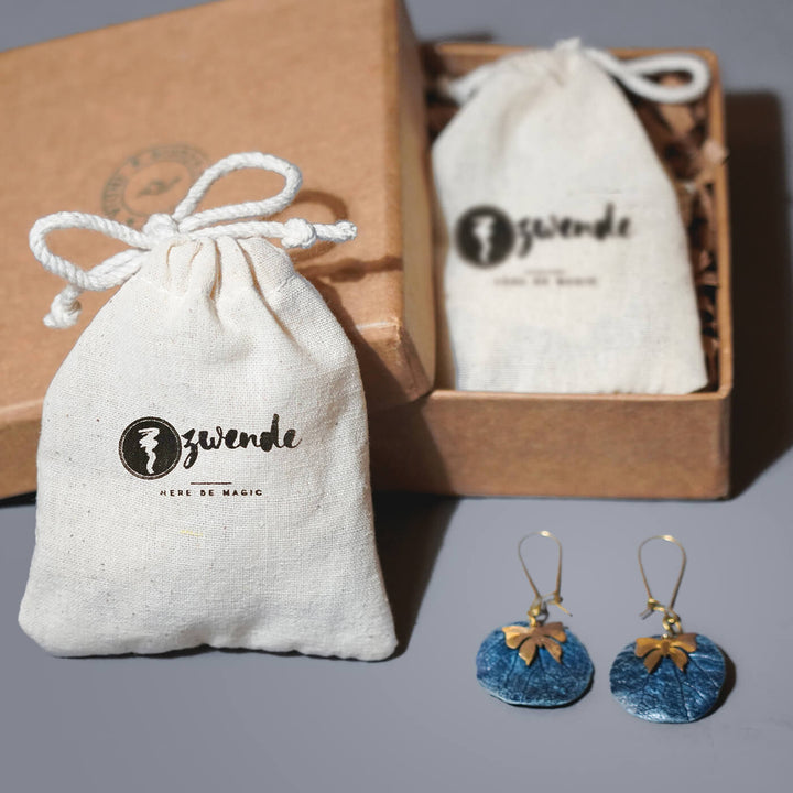 Papier Mache Cordate Butterfly Earrings - Green