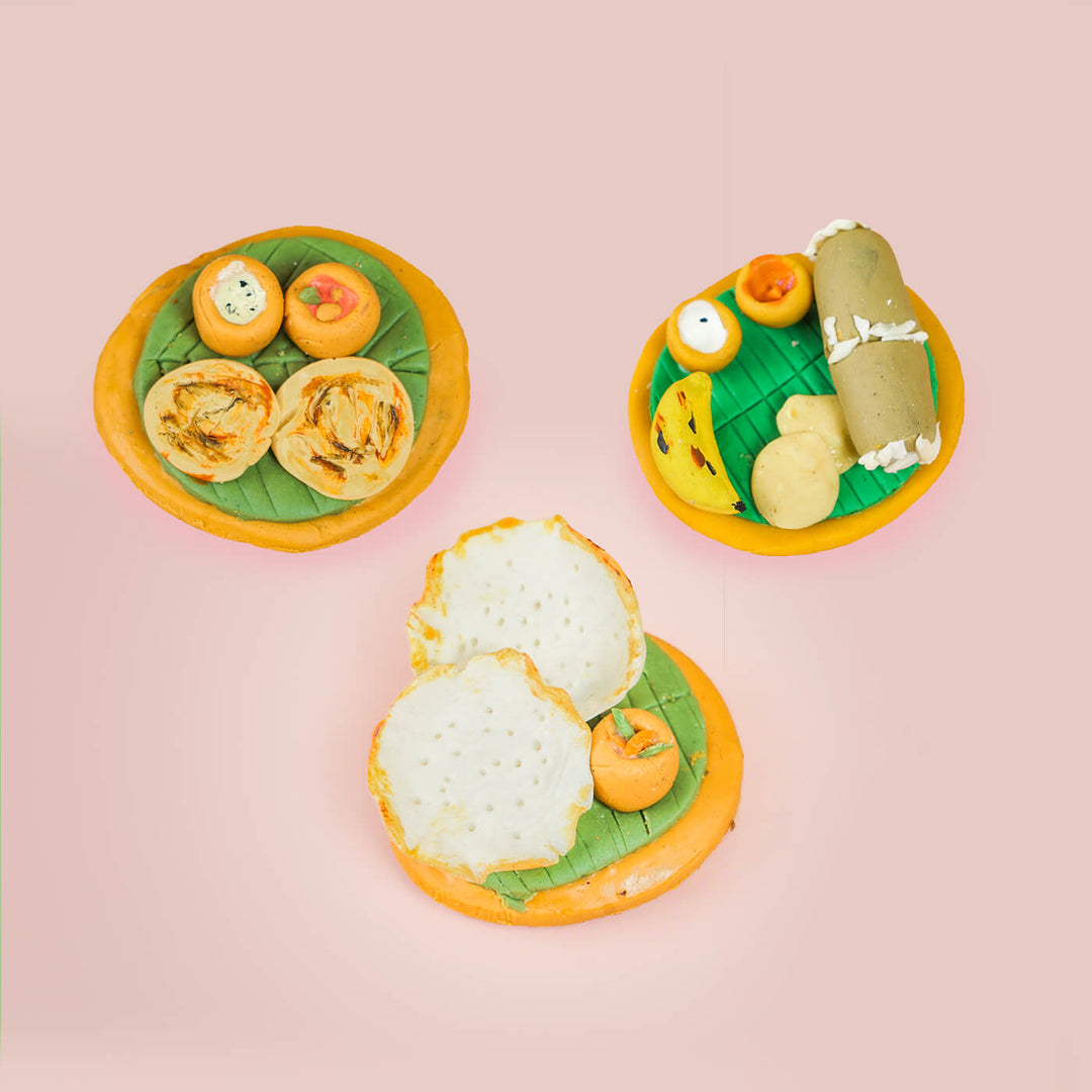 Miniature Fridge Magnets - Kerala Meals - Set of 3