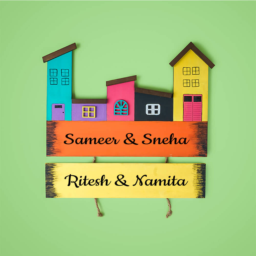 Hand Painted Mdf Personalised Name Plate With Family Names - Name Personalization Example with Hanging