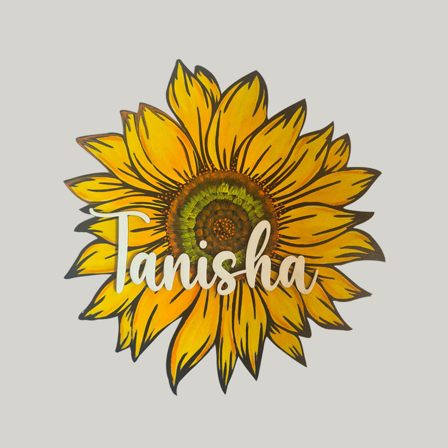 Sunflower Kids Name Plate - Name Personalization Example Front View