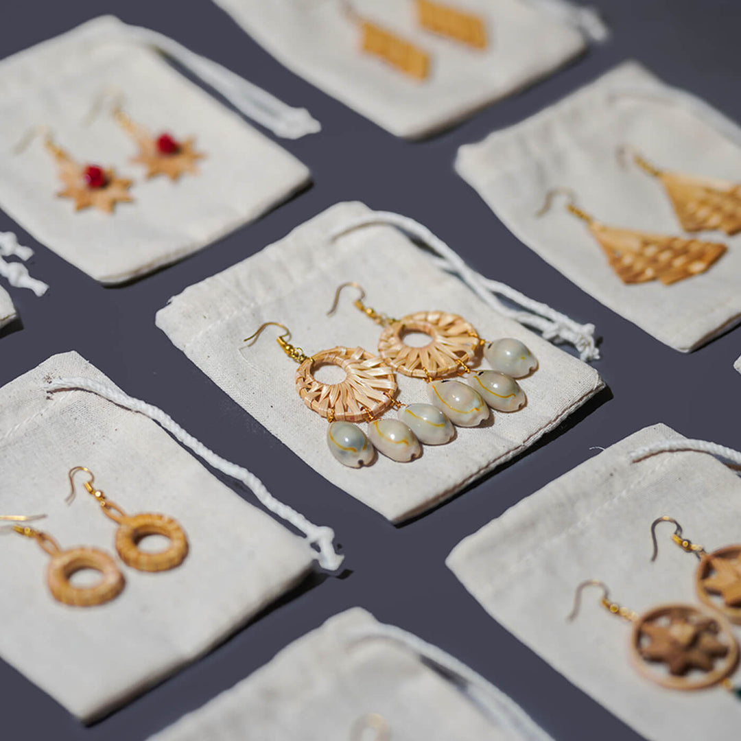 Round Handcrafted Bamboo Earrings