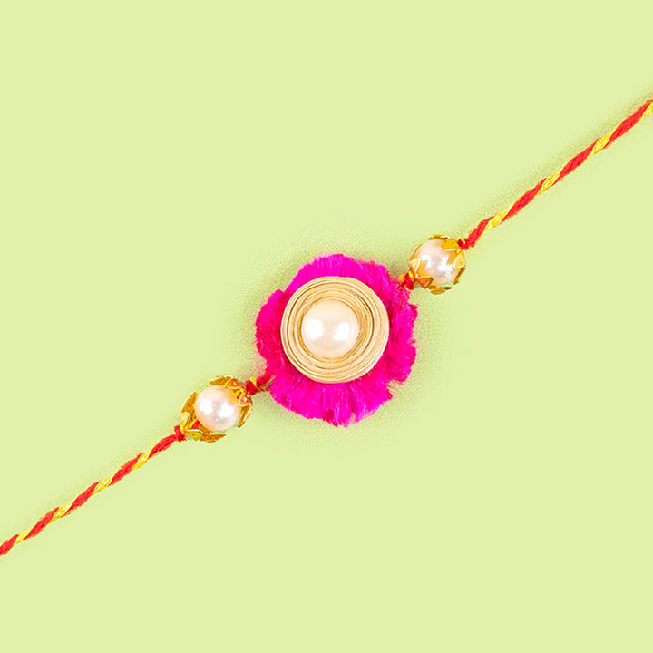 Ecofriendly Star Pearl Bamboo Rakhi - Front Detail Close-up (20)