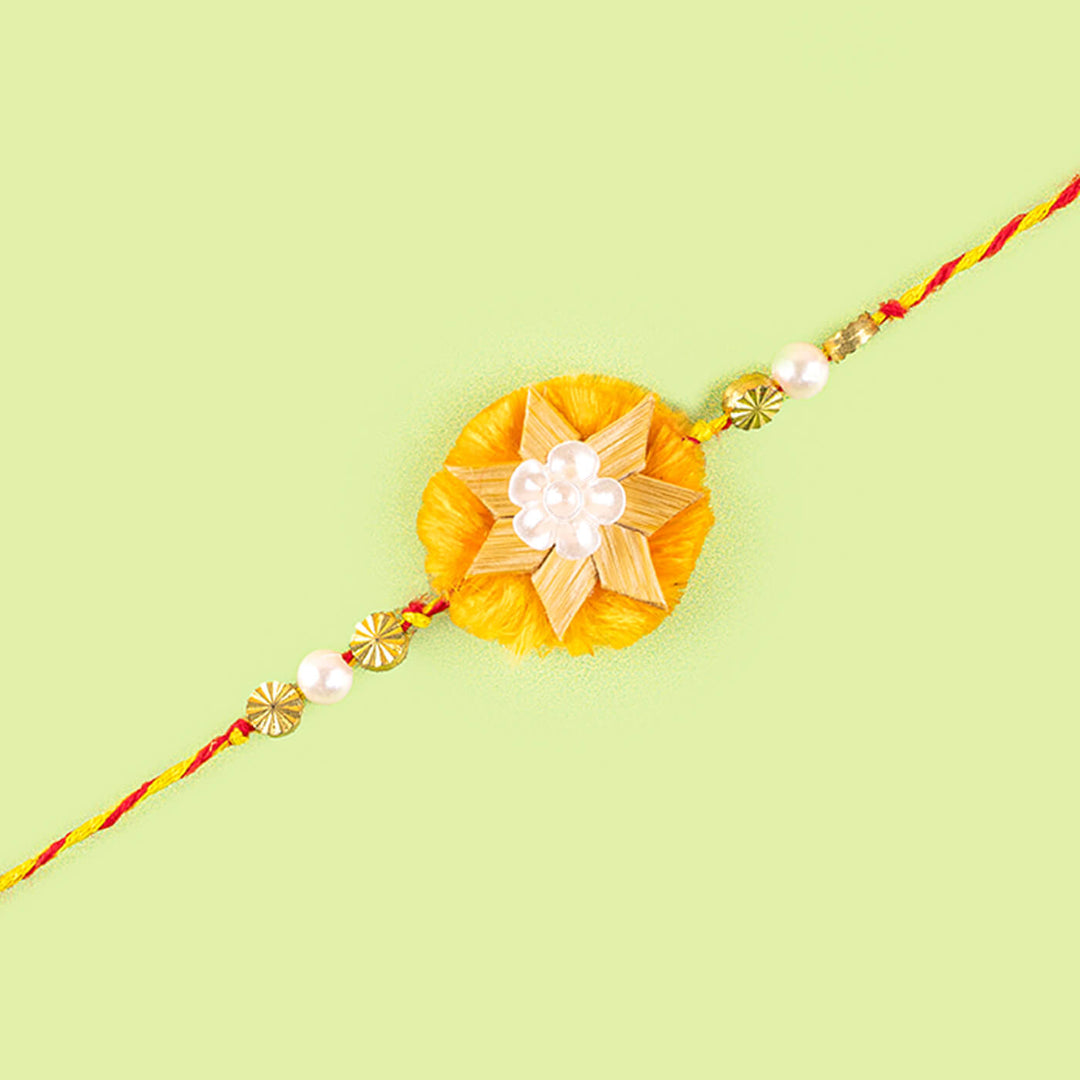 Ecofriendly Star Pearl Bamboo Rakhi - Front View