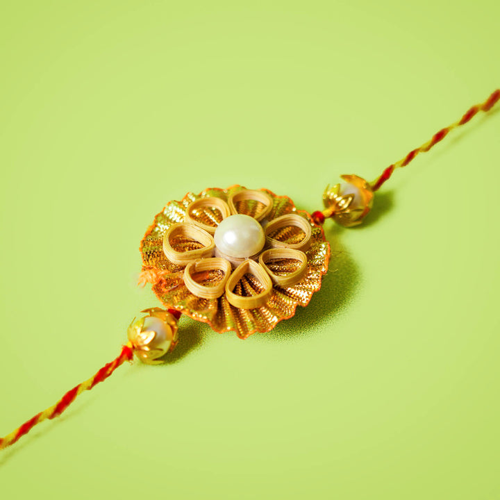 Ecofriendly Star Pearl Bamboo Rakhi - Front View (24)