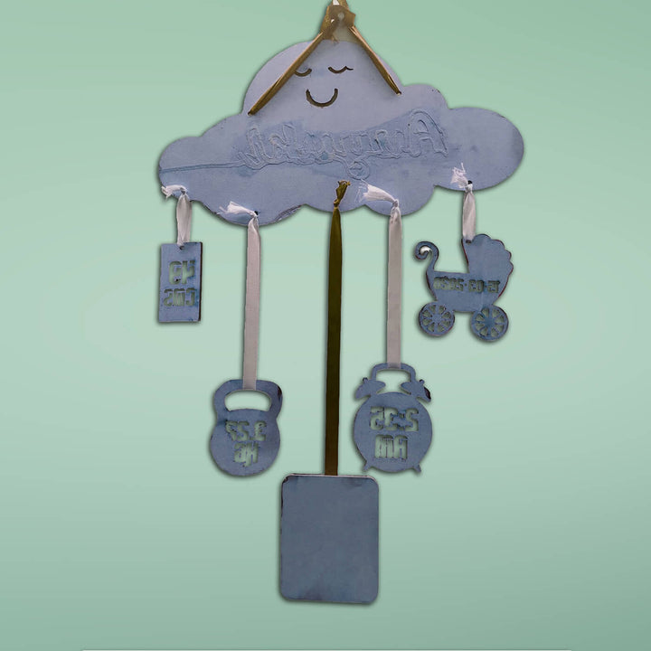 Baby Details Cloud Name Plate - Hanging Display with Multiple Tags
