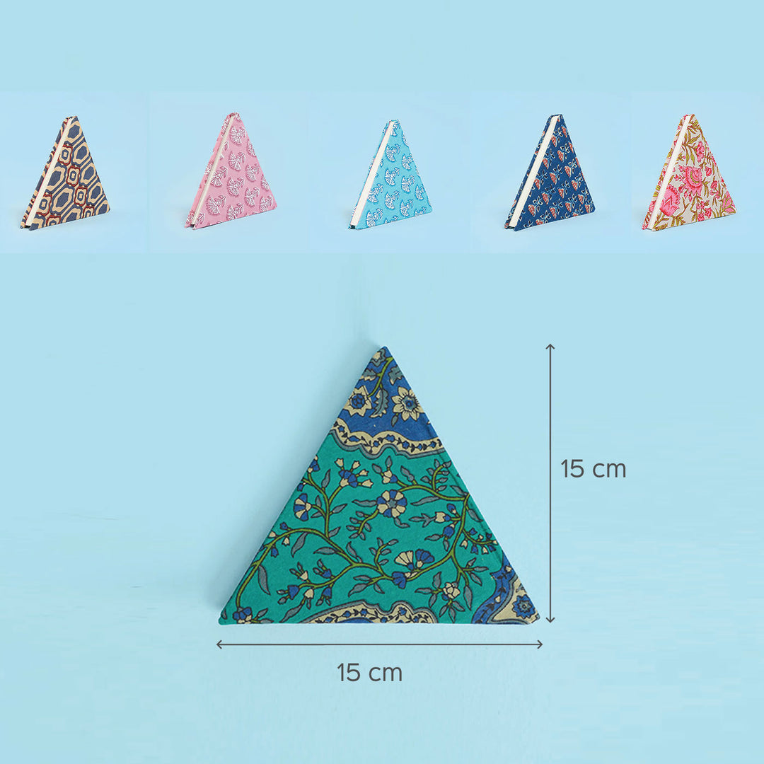 Triangle Diary with Handblock Pastel Prints - Set of 2