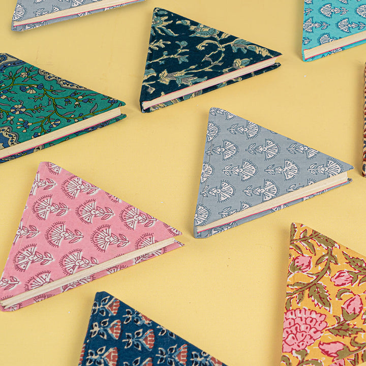 Triangle Diary with Handblock Vibrant Prints - Set of 2