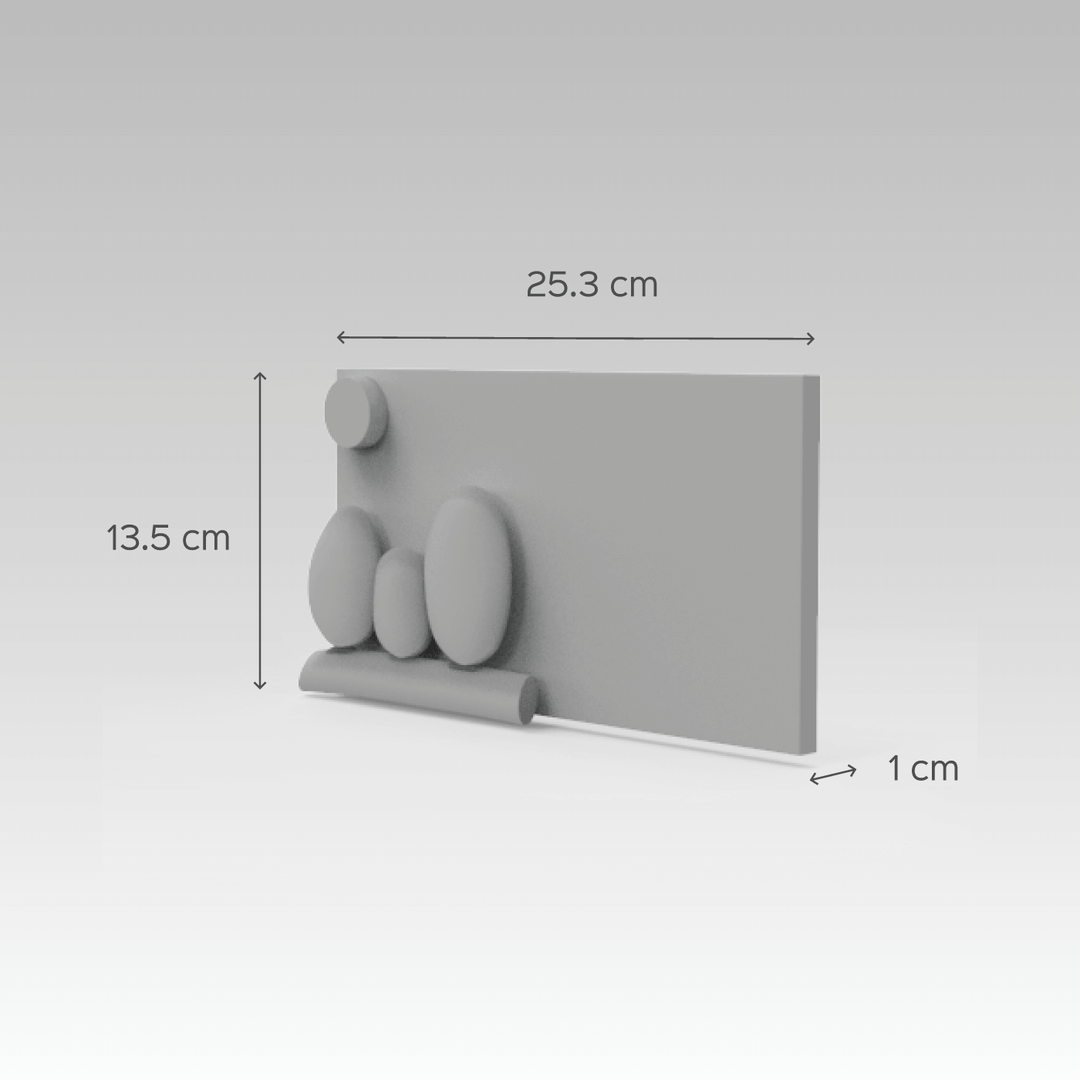 Pebble Art Name Plate Three Owls - Dimension Chart with Depth