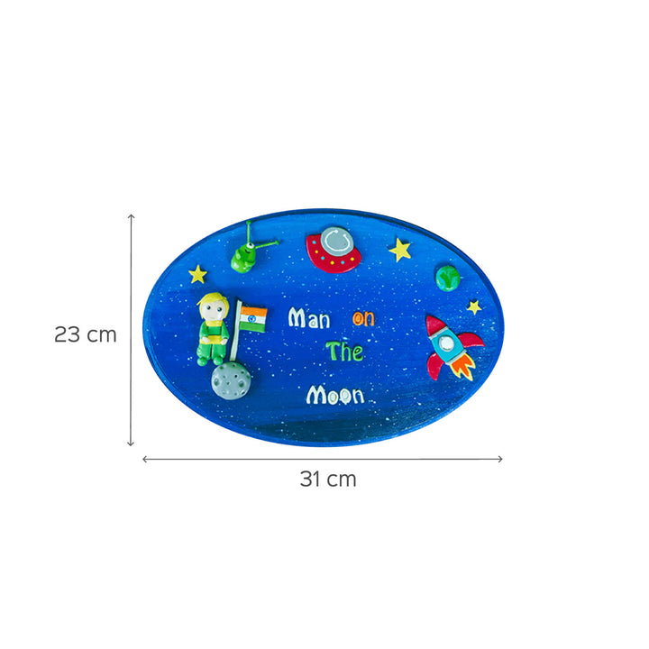 Man On The Moon Customizable Name Plate - Top View with Dimensions