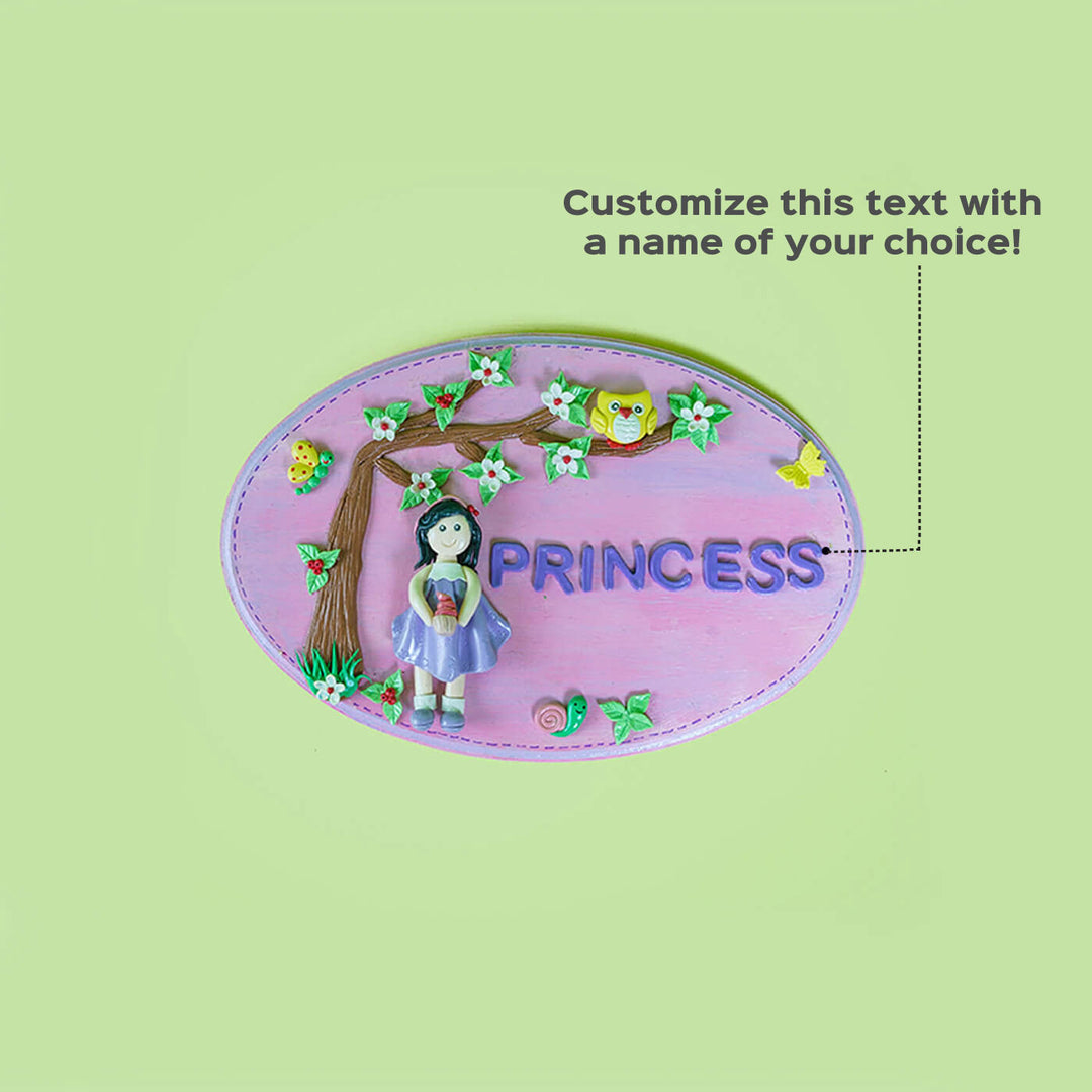 Princess Customizable Name Plate - Name Personalization Example Front View